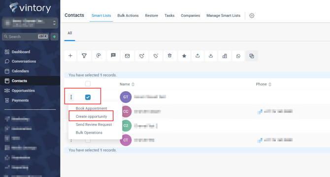 Contacts to Opportunities