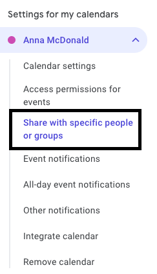 share with specific people or groups